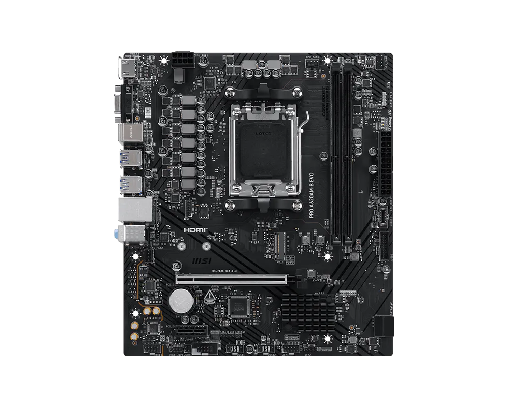MSI PRO A620AM-B EVO DDR5 AM5 Micro-ATX Motherboard - Thumbnail 2