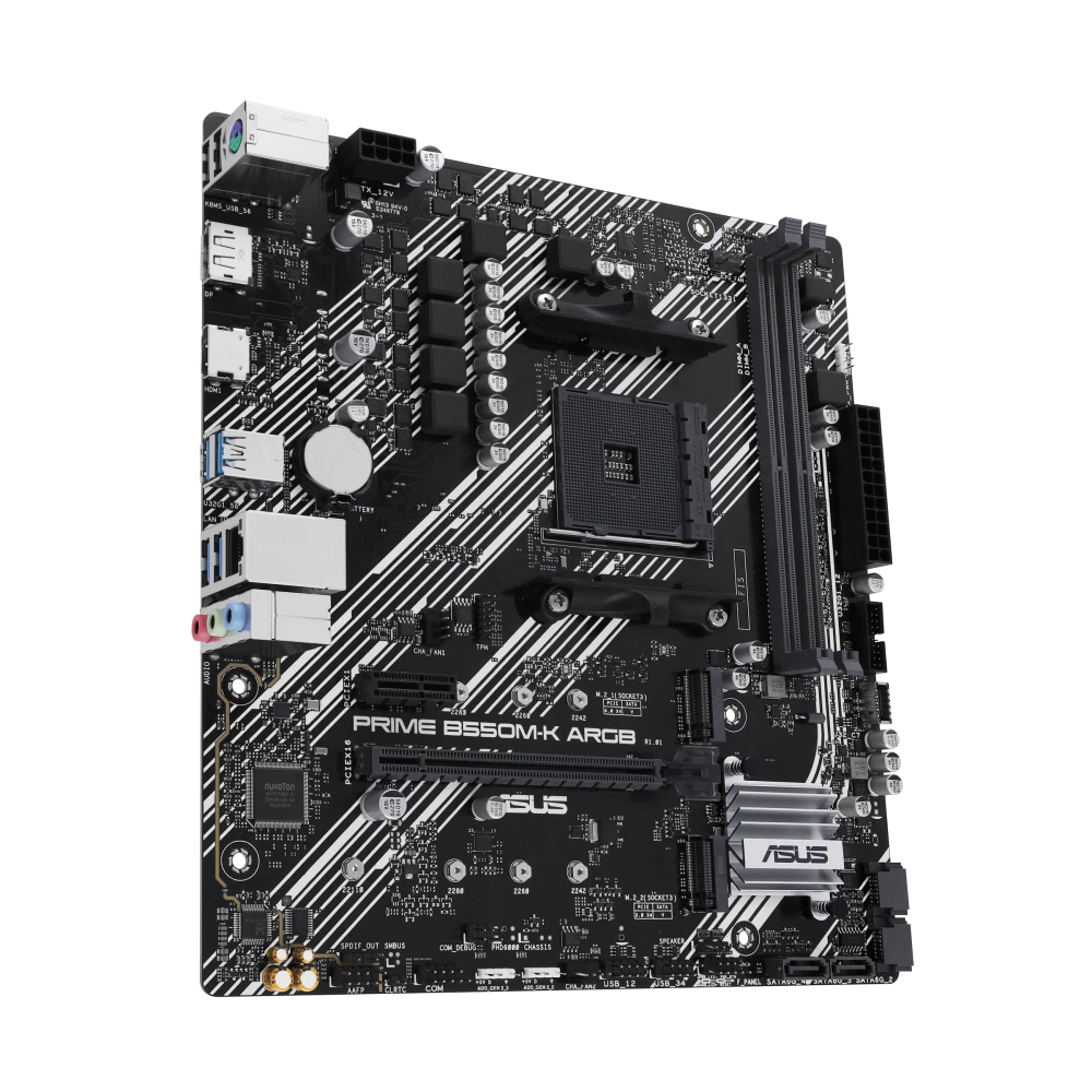 ASUS PRIME B550M-K ARGB DDR4 AM4 Micro-ATX Motherboard - Thumbnail 2