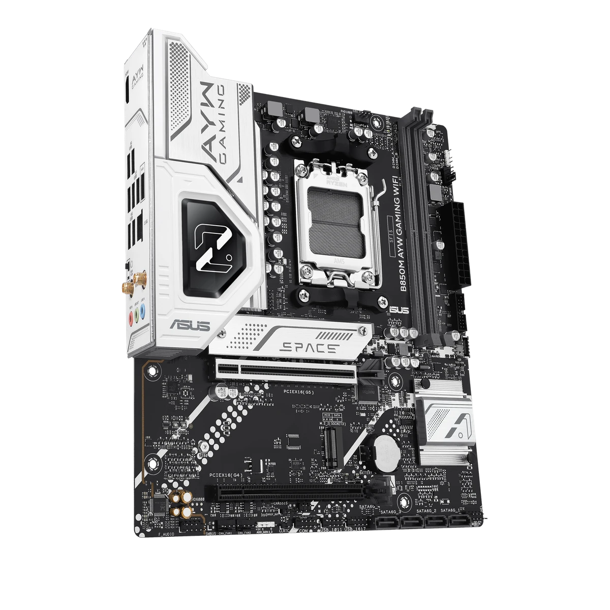 ASUS B850M AYW GAMING WIFI DDR5 AM5 Micro-ATX Motherboard - Thumbnail 2